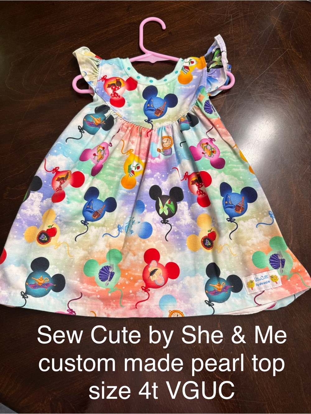 Rainbow Disney Balloon Print Girls Top - Multicolor